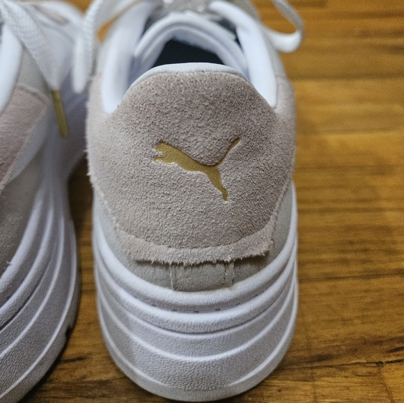 Puma White Tan Mayze Stacked Platform Lace Up Sneakers Shoes Size 8.5 - Picture 11 of 16